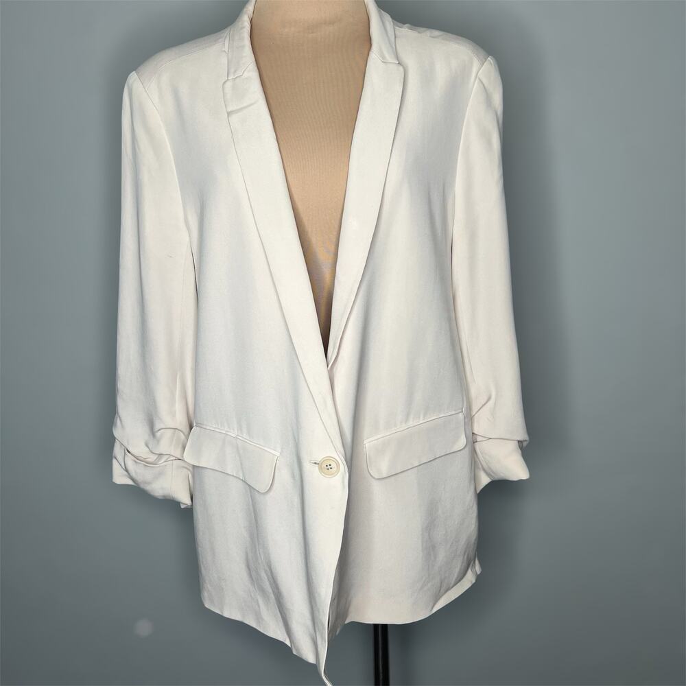A. Moss Silk Blazer XL Womens Ivory Suit Jacket Chic Work Career Preppy Business